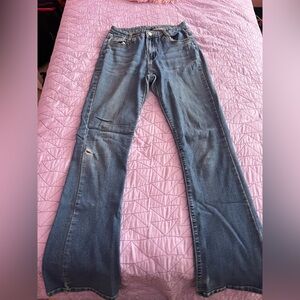 Women's Blue Flare Mid Rise Jeans